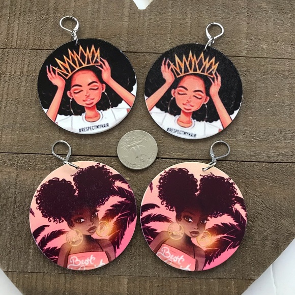 Urban Wooden Earrings - Picture 2 of 3